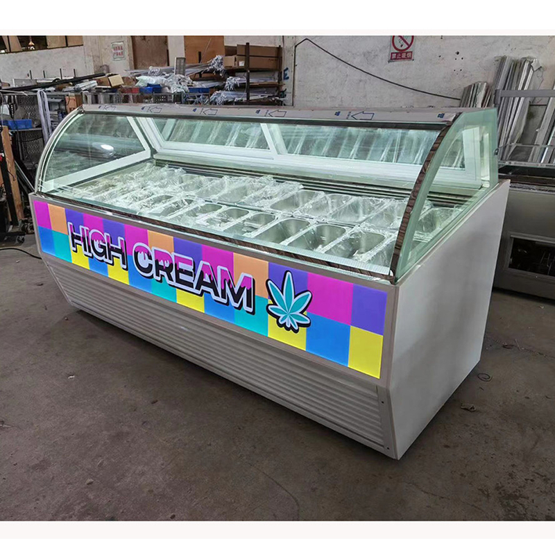 Peralatan toko es krim Gelato Es krim display Freezer dengan 10 sampai 22 GN panci