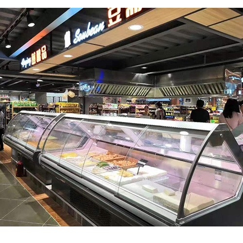 220/50hz Tegangan Gas R404a Display Makanan Dimasak Showcase Meat Display Cabinet