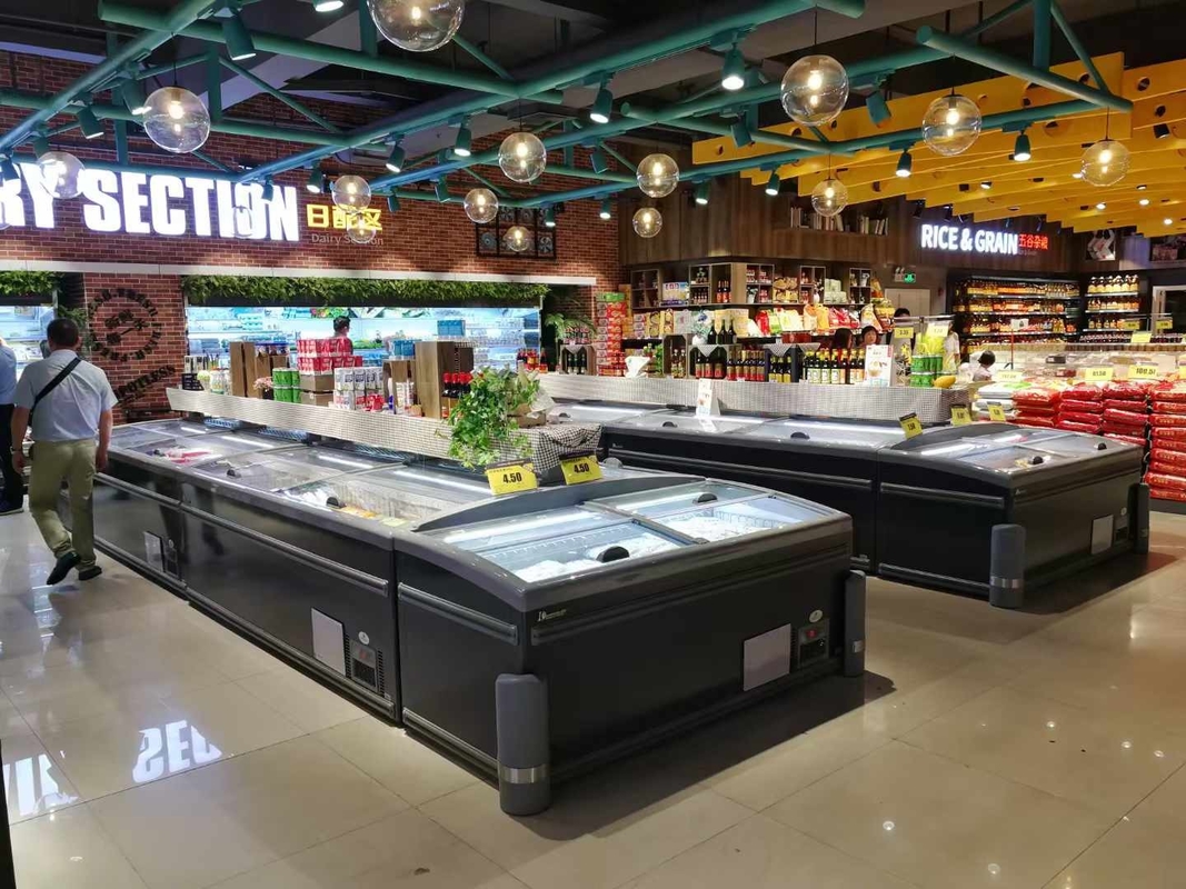 Sistem pendinginan langsung Freezer tampilan komersial dengan suhu -18-22°C dan volume 630L