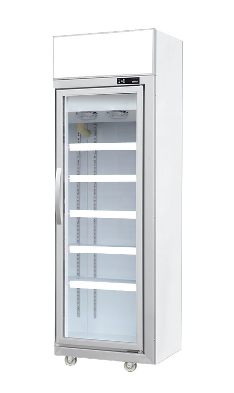 Pabrik Outlet Upward Unit vertikal dengan pencahayaan pintu kaca freezer display lemari kulkas
