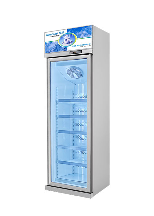 Pabrik Outlet Upward Unit vertikal dengan pencahayaan pintu kaca freezer display lemari kulkas