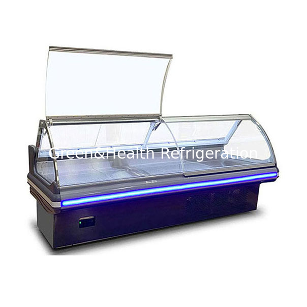 Toko Daging/Supermarket/Flip Top Glass Stainless Steel Fresh Meat Storage Display Freezer
