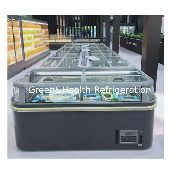 Push Door Stainless Steel Glass Horizontal Freezer untuk penyimpanan barang beku