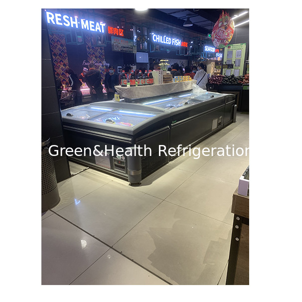 Push Door Stainless Steel Glass Horizontal Freezer untuk penyimpanan barang beku