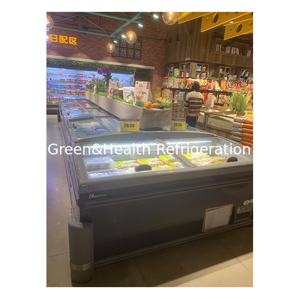 Push Door Stainless Steel Glass Horizontal Freezer untuk penyimpanan barang beku