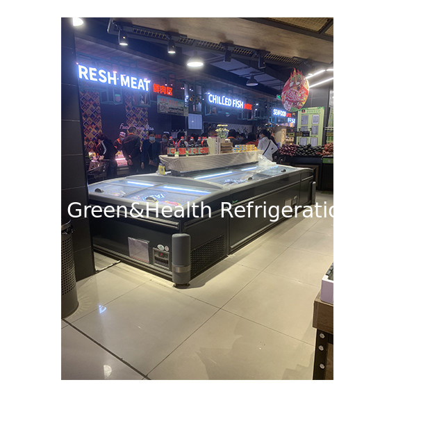 Push Door Stainless Steel Glass Horizontal Freezer untuk penyimpanan barang beku