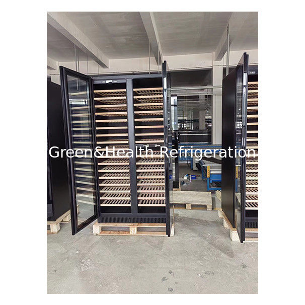 Sertifikat ETL Pintu Tunggal/Dua Pintu Rak Kayu Beech Pintu Kaca Freezer penyimpanan anggur merah