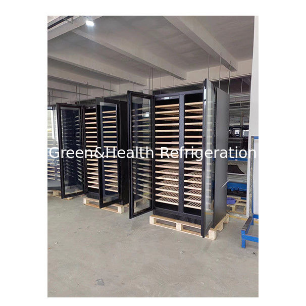 Sertifikat ETL Pintu Tunggal/Dua Pintu Rak Kayu Beech Pintu Kaca Freezer penyimpanan anggur merah