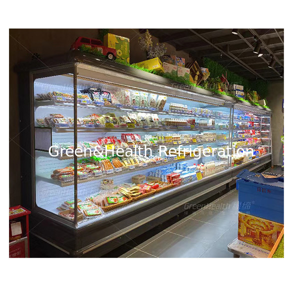 Unit Luar Ruang Gaya Eropa Freezer Tirai Udara Terbuka Untuk Mempamerkan Makanan/Sayuran/Buah-buahan