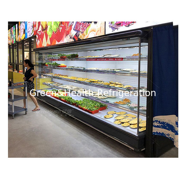 Unit Luar Ruang Gaya Eropa Freezer Tirai Udara Terbuka Untuk Mempamerkan Makanan/Sayuran/Buah-buahan