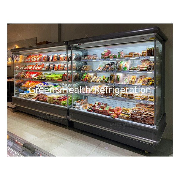 Unit Luar Ruang Gaya Eropa Freezer Tirai Udara Terbuka Untuk Mempamerkan Makanan/Sayuran/Buah-buahan
