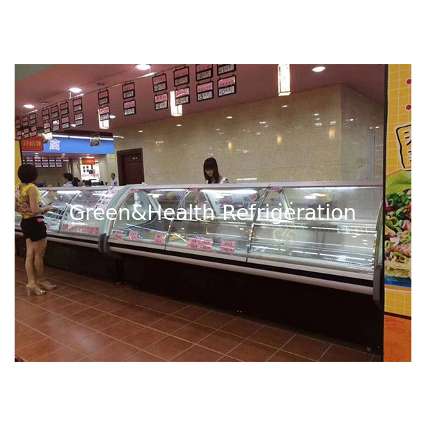 Besar komersial stainless steel kaca transparan Display penyimpanan makanan dimasak Makanan dimasak freezer
