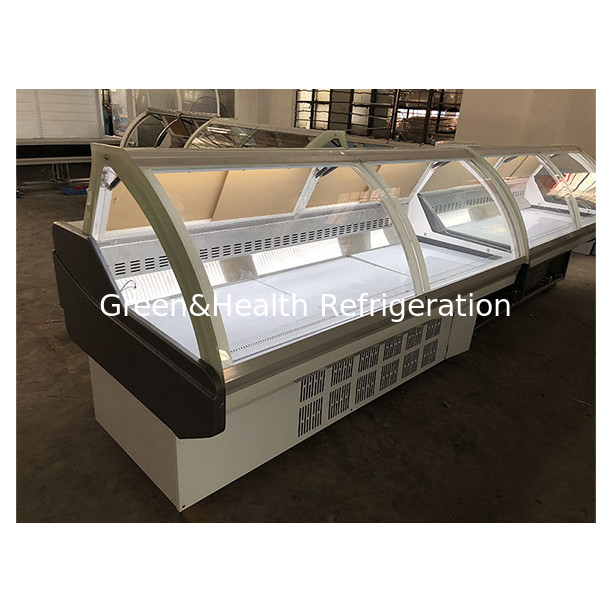 Besar komersial stainless steel kaca transparan Display penyimpanan makanan dimasak Makanan dimasak freezer
