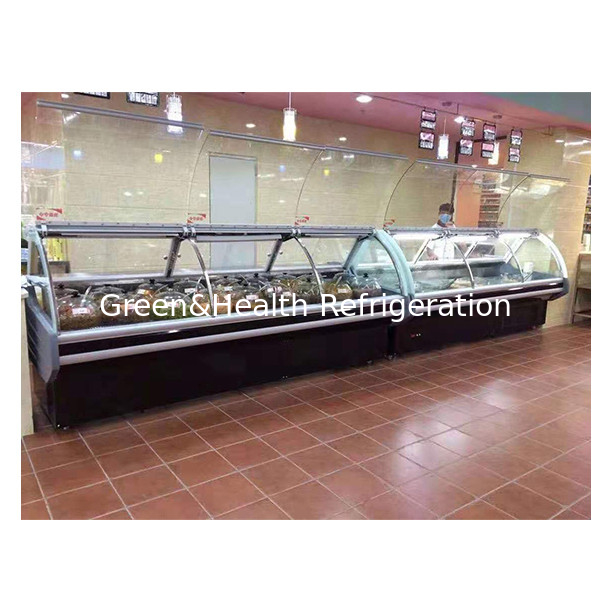 Besar komersial stainless steel kaca transparan Display penyimpanan makanan dimasak Makanan dimasak freezer