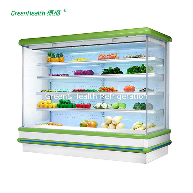 Menghemat Energi Multideck Open Display Chiller Showcase Untuk Hypermarket Dengan Roda