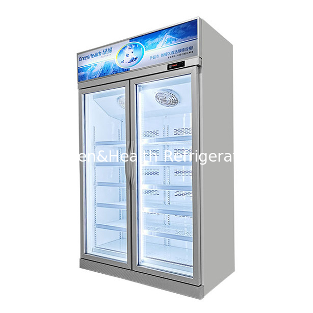 Dua pintu kaca pada unit display atas Freezer untuk produk beku suhu rendah