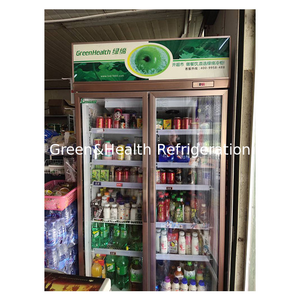 Komersial supermarket / toko dua / tiga pintu kaca ekonomi kulkas display kulkas