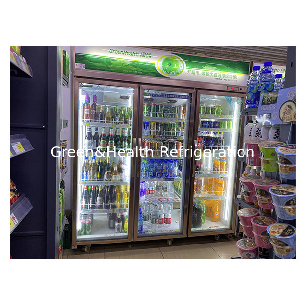 Komersial supermarket / toko dua / tiga pintu kaca ekonomi kulkas display kulkas