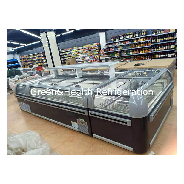 Dibangun di kompresor untuk pendinginan cepat dari produk beku Freezer Island Cabinet untuk dijual