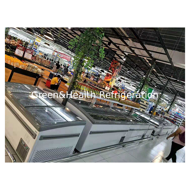 Dibangun di kompresor untuk pendinginan cepat dari produk beku Freezer Island Cabinet untuk dijual