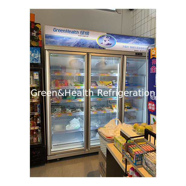 Tiga pintu kaca pada unit display atas Freezer untuk produk beku suhu rendah