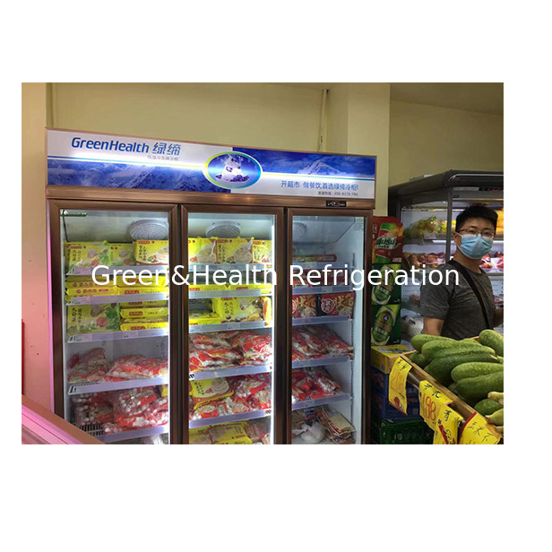 Tiga pintu kaca pada unit display atas Freezer untuk produk beku suhu rendah