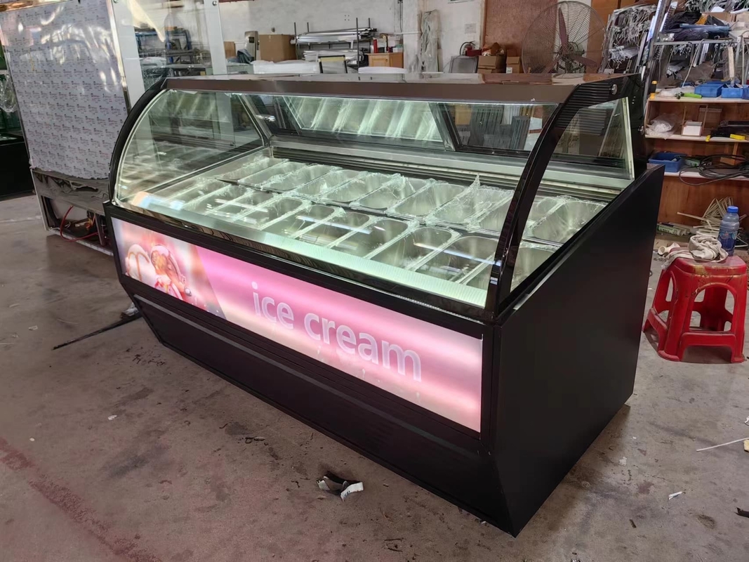 Toko Es Krim Peralatan Es Krim Tampilan Freezer Es Krim Diping Cabinet