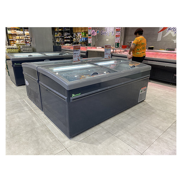 Unit Rendah Kapasitas Besar Cryogenic Frozen Products/Dampling Rice-Meat/Seafood Storage Display Island Cabinet Freezer