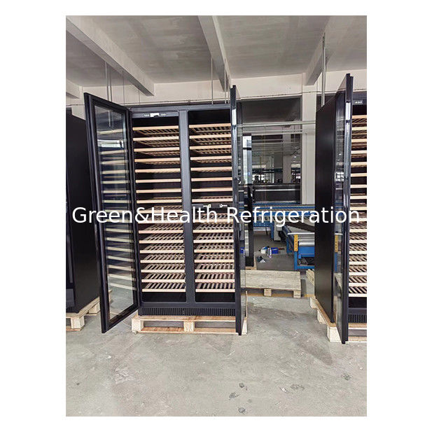 Cooler anggur suhu dua zona dengan rak kayu beech dan kapasitas botol 316 untuk penggunaan komersial