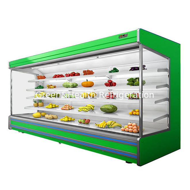 Komersial Multifungsi Open Curtain Buah / Sayuran / Penyimpanan Susu Tampilan Air Curtain Cabinet Freezer