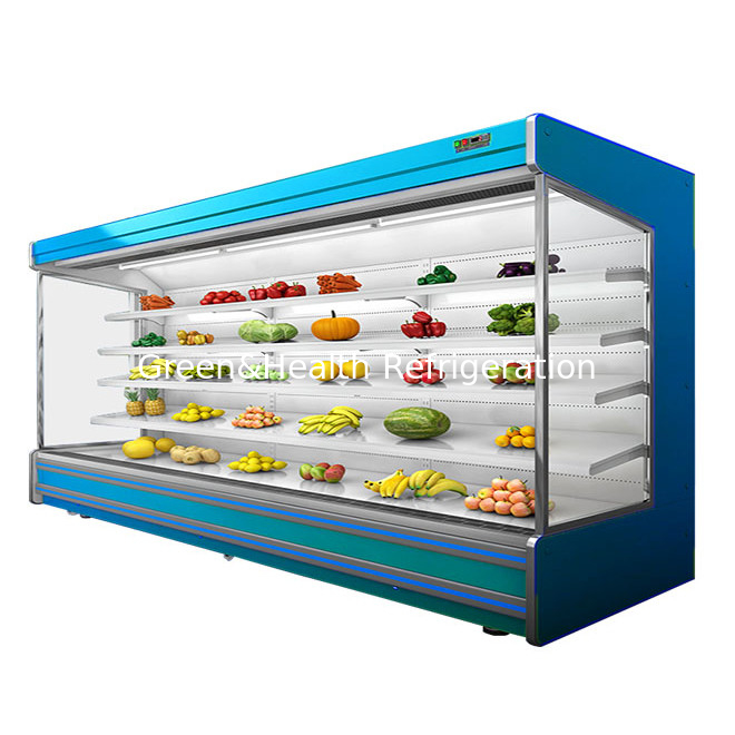 Komersial Multifungsi Open Curtain Buah / Sayuran / Penyimpanan Susu Tampilan Air Curtain Cabinet Freezer