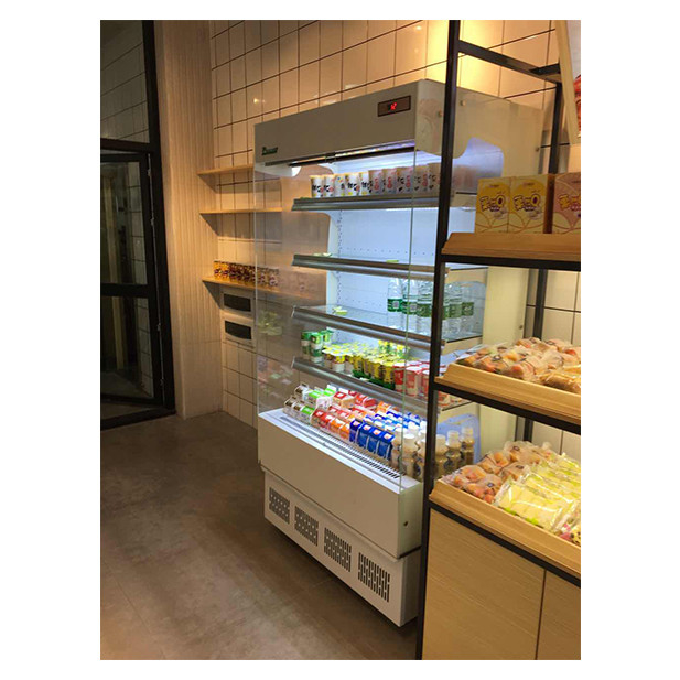 Komersial Display Storage kecil tipe terbuka Chiller Air Curtain Cabinet Di toko / toko kecil