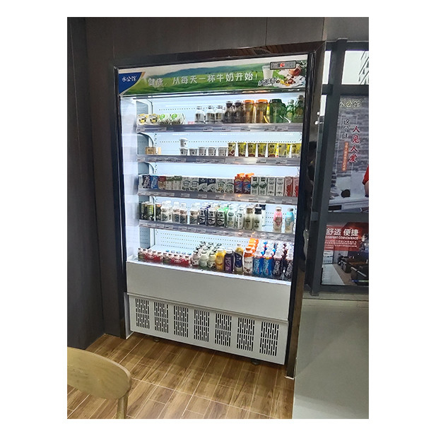 Komersial Display Storage kecil tipe terbuka Chiller Air Curtain Cabinet Di toko / toko kecil