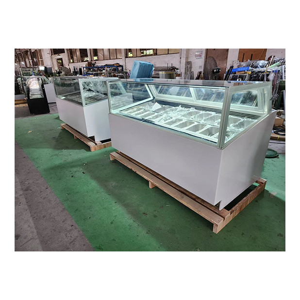 Toko es krim / toko kelontong menggunakan baja tahan karat kaca komersial es krim kulkas display kulkas