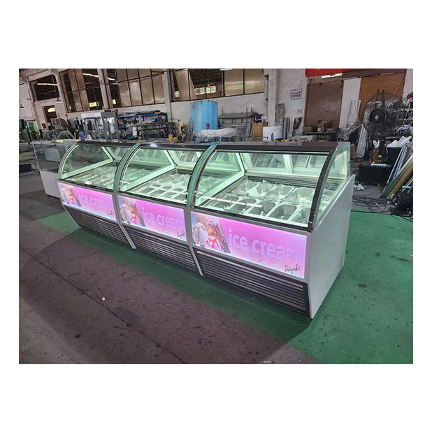 Toko es krim / toko kelontong menggunakan baja tahan karat kaca komersial es krim kulkas display kulkas