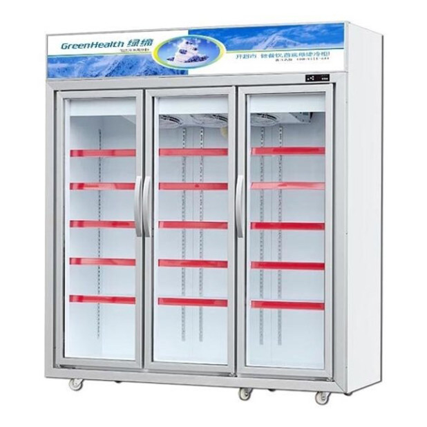 Supermarket / Toko Dengan Tiga Pintu Kaca Dilengkapi Dengan Unit Freezing Display Refrigerator
