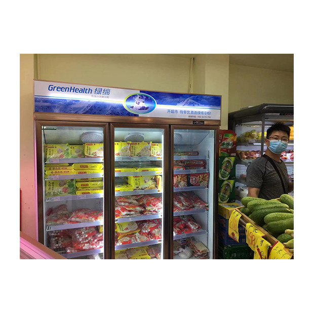 Supermarket / Toko Dengan Tiga Pintu Kaca Dilengkapi Dengan Unit Freezing Display Refrigerator