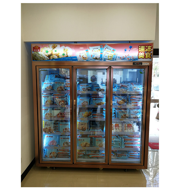 Supermarket / Toko Dengan Tiga Pintu Kaca Dilengkapi Dengan Unit Freezing Display Refrigerator