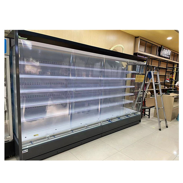 Kualitas Tinggi Komersial Sudut Kanan Lima Lapisan Rak Terbuka Penyimpanan Makanan Kabin Air Curtain Freezer