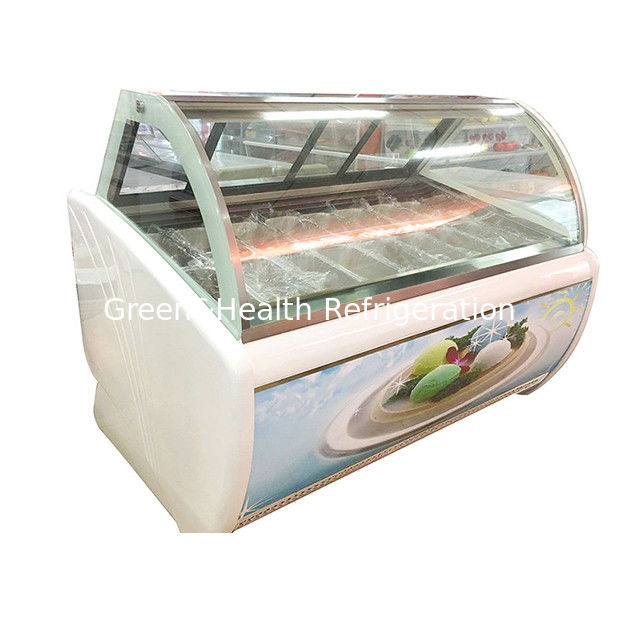 Freezer tampilan es krim komersial dengan Panci baja tahan karat termostat diatur dan R404a refrigerant