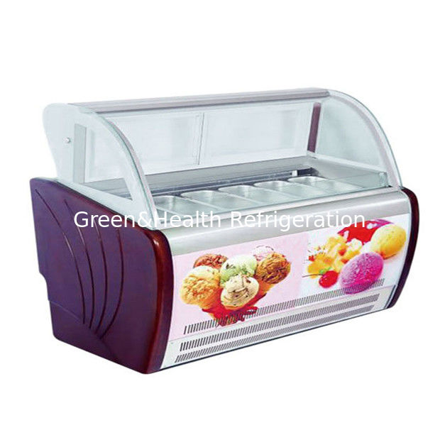 Freezer tampilan es krim komersial dengan Panci baja tahan karat termostat diatur dan R404a refrigerant