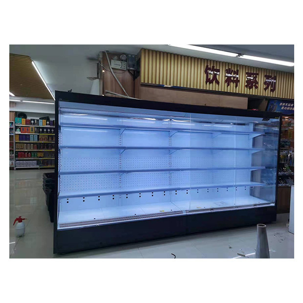 Supermarket / toko kelontong sudut kanan tipe chiller freezer untuk menyimpan makanan / minuman