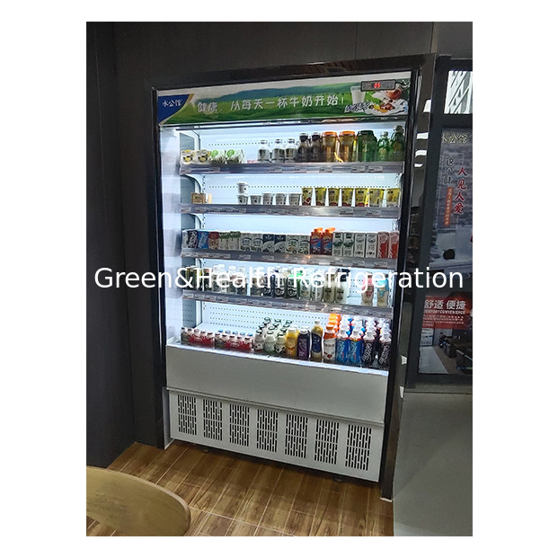 Unit yang dipasang di bagian bawah Untuk supermarket kecil/toko-toko yang nyaman Tampilan penyimpanan Chiller tipe terbuka kecil