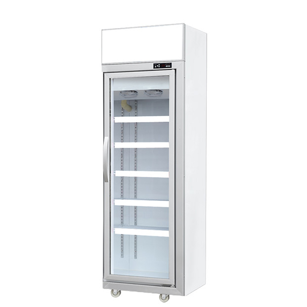 Supermarket / toko komersial dengan pintu kaca yang dilengkapi lemari es display beku