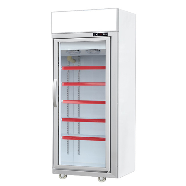 Supermarket / toko komersial dengan pintu kaca yang dilengkapi lemari es display beku