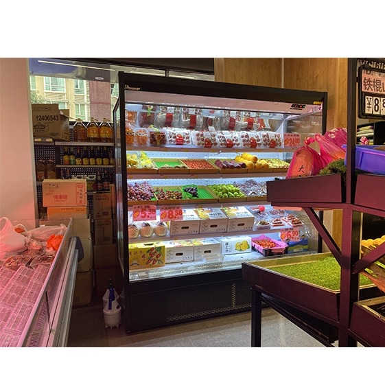 Plug-in tipe Sayuran Tampilan Kulkas Multideck Tampilan Chiller Commercial Open Case Chiller