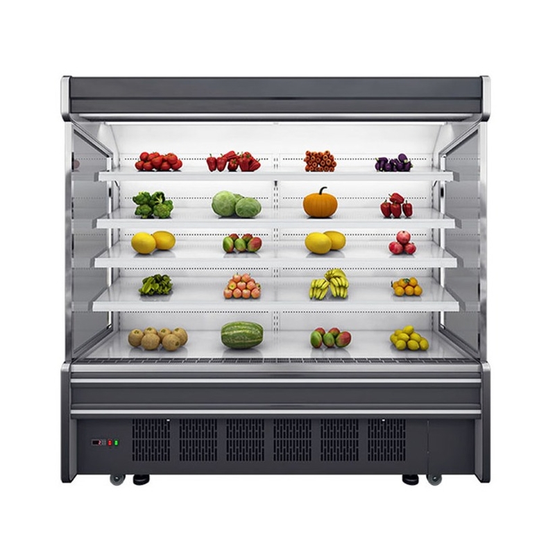 Commercial Open Chiller Showcase Plug-In Type Multideck Display Chiller Untuk Sayuran Dan Minuman