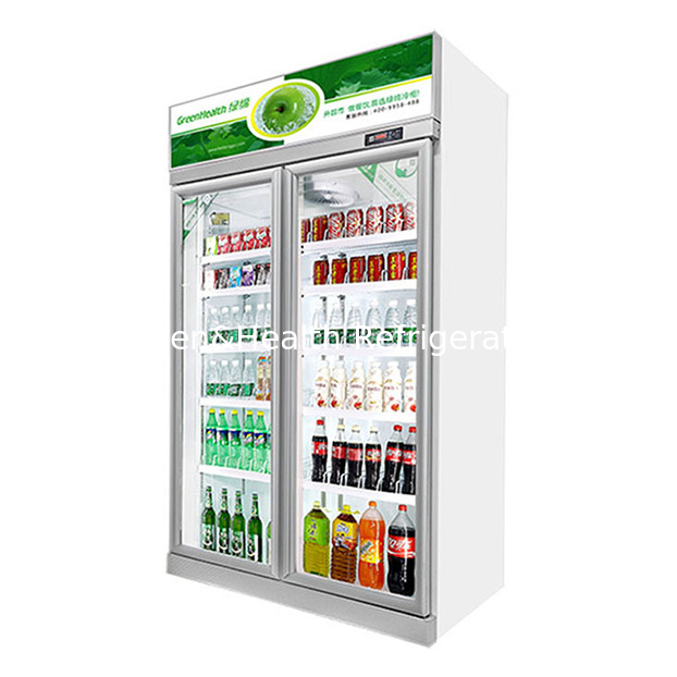 Komersial supermarket / toko Dua pintu kaca Ekonomi kulkas display kulkas