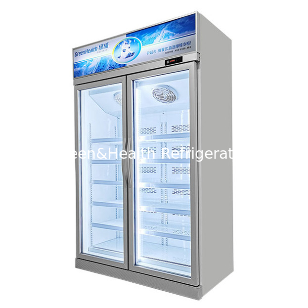 Kulkas Tampilan Pembeku dengan Dua Pintu Kaca untuk Supermarket/Toko Komersial