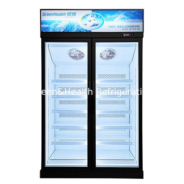 Kulkas Tampilan Pembeku dengan Dua Pintu Kaca untuk Supermarket/Toko Komersial